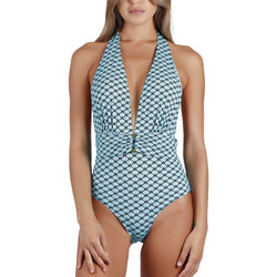 Textiel Dames Badpak Admas 1-delig zwempak met haltertopje Ocean Shell Blauw