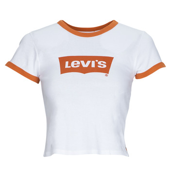 Textiel Dames T-shirts korte mouwen Levi's GRAPHIC RINGER MINI TEE Oranje / Bright / Wit