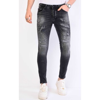 Textiel Heren Skinny jeans Local Fanatic Grijze Jeans Verfspatten Zwart, Grijs