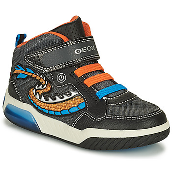 Schoenen Jongens Hoge sneakers Geox J INEK B. C - MESH+ECOP BOTT Zwart / Oranje