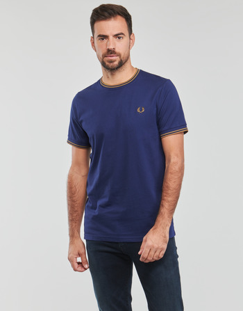 Textiel Heren T-shirts korte mouwen Fred Perry TWIN TIPPED T-SHIRT Blauw