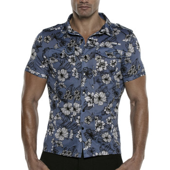 Textiel Heren Overhemden lange mouwen Code 22 Overhemd met korte mouwen Vivid Code22 Blauw