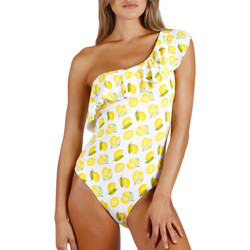 Textiel Dames Badpak Admas Asymmetrisch zwempak uit één stuk met ruches Lemons Multicolour