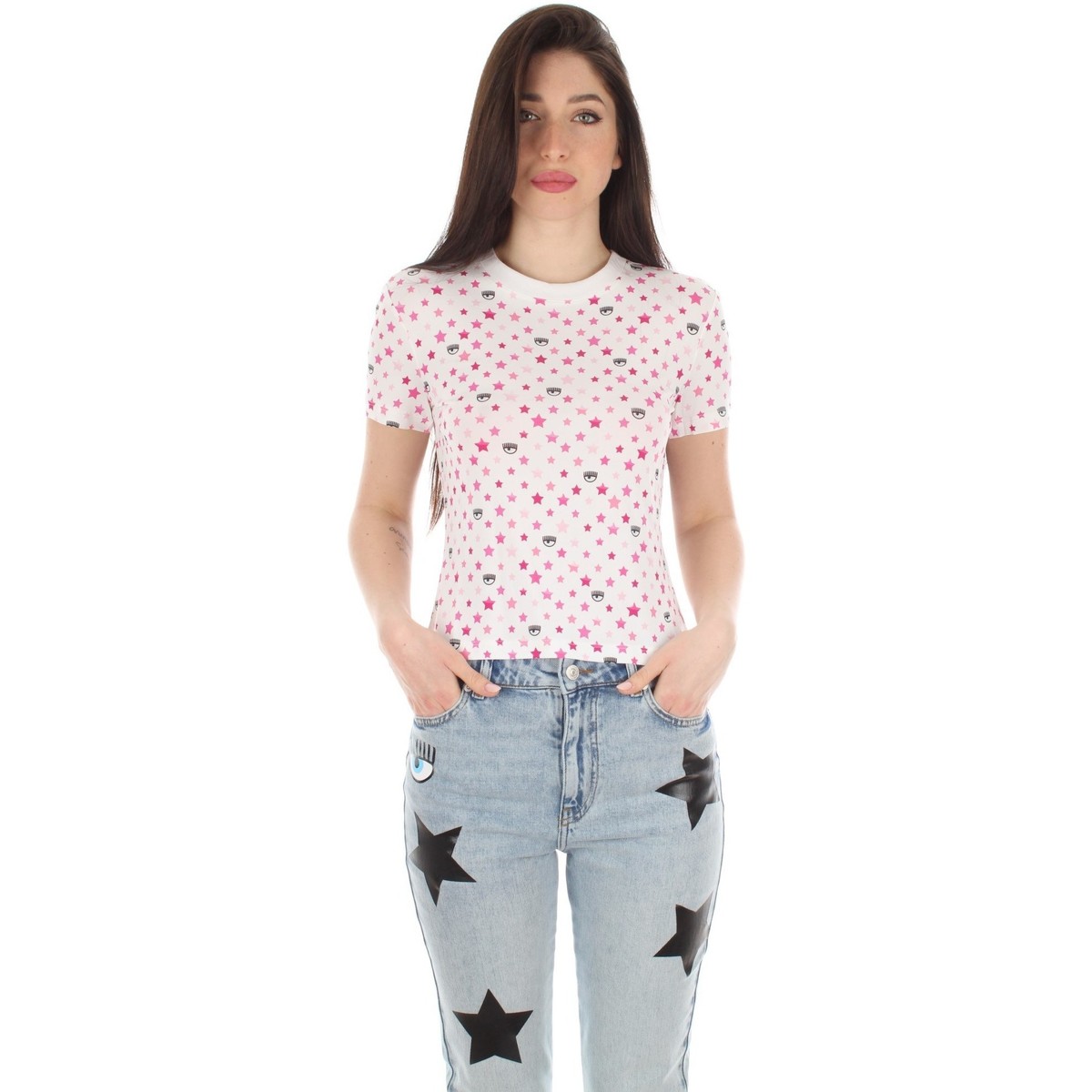 Textiel Dames T-shirts korte mouwen Chiara Ferragni 72CBH601-JS094 Wit