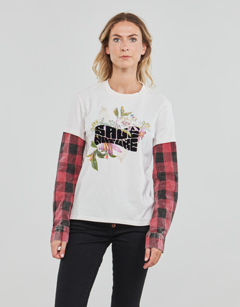 Textiel Dames T-shirts met lange mouwen Desigual CLEA Wit / Multicolour