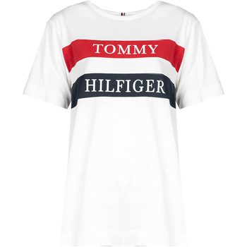 Textiel Dames T-shirts korte mouwen Tommy Hilfiger WW0WW25917 Wit
