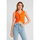 Textiel Dames Tops / Blousjes Robin-Collection Elastische Ribstof Top T Orange Oranje