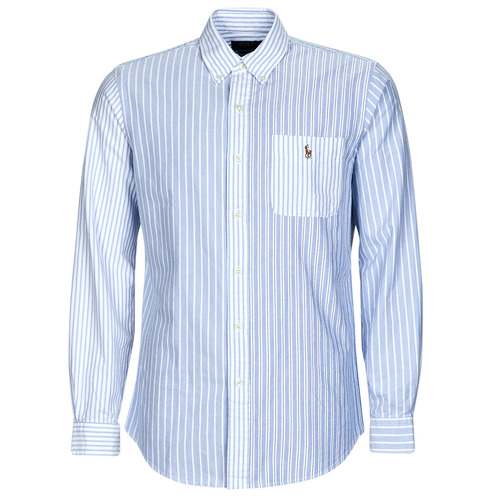 Textiel Heren Overhemden lange mouwen Polo Ralph Lauren CUBDPPPKS-LONG SLEEVE-SPORT SHIRT Blauw / Wit