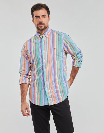 Textiel Heren Overhemden lange mouwen Polo Ralph Lauren CUBDPPCS-LONG SLEEVE-SPORT SHIRT Multicolour / Oranje / Groen
