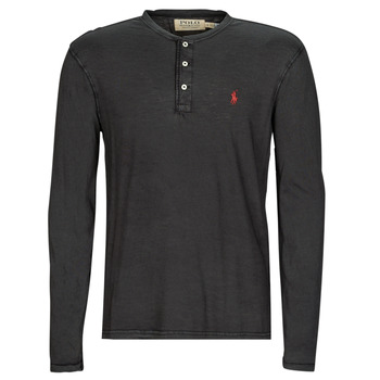 Textiel Heren T-shirts met lange mouwen Polo Ralph Lauren T-SHIRT AJUSTE COL TUNISIEN EN COTON Zwart / Rood
