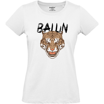 Textiel Dames T-shirts korte mouwen Ballin Est. 2013 Tiger Shirt Wit
