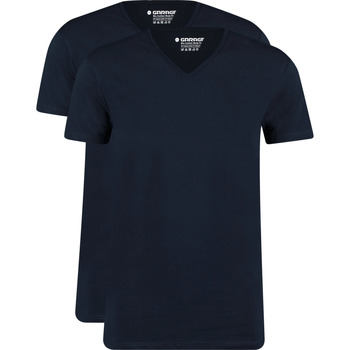 Textiel Heren T-shirts & Polo’s Garage 2-Pack Basic T-shirt Bio V-Neck Donkerblauw Blauw