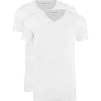 Textiel Heren T-shirts & Polo’s Garage 2-Pack Basic T-shirt Bio V-Neck Wit Wit