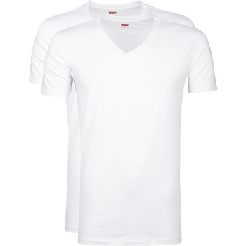 Textiel Heren T-shirts & Polo’s Levi's T-Shirt V-Hals Wit 2-Pack Wit