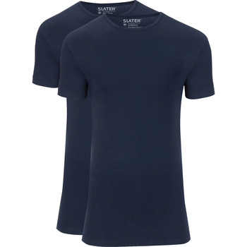 Textiel Heren T-shirts & Polo’s Slater 2-pack Stretch T-shirt Navy Blauw