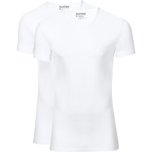 Textiel Heren T-shirts & Polo’s Slater 2-pack Stretch V-hals T-shirt Wit Wit