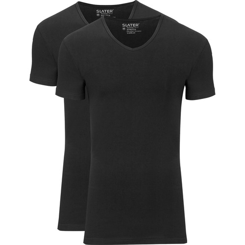 Textiel Heren T-shirts & Polo’s Slater 2-pack Stretch V-hals T-shirt Zwart Zwart