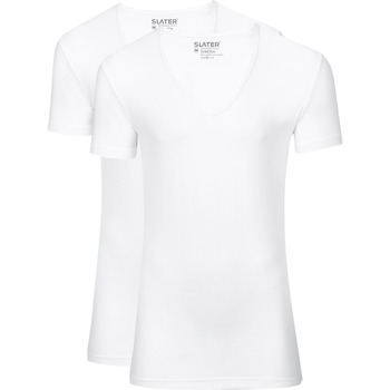 Textiel Heren T-shirts & Polo’s Slater 2-pack Stretch Diepe V-hals T-shirt Wit Wit