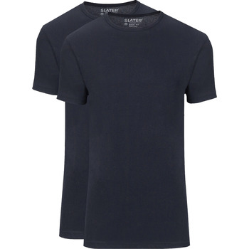 Textiel Heren T-shirts & Polo’s Slater 2-pack Basic Fit T-shirt Navy Blauw