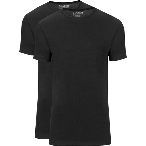 Textiel Heren T-shirts & Polo’s Slater 2-pack Basic Fit T-shirt Zwart Zwart