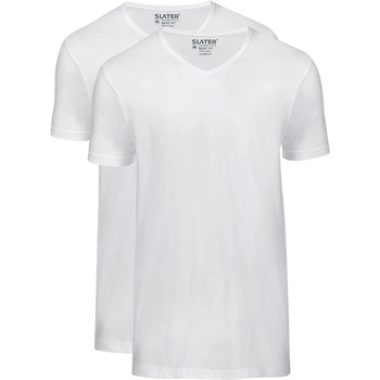 Textiel Heren T-shirts & Polo’s Slater 2-pack Basic Fit T-shirt V-hals Wit Wit