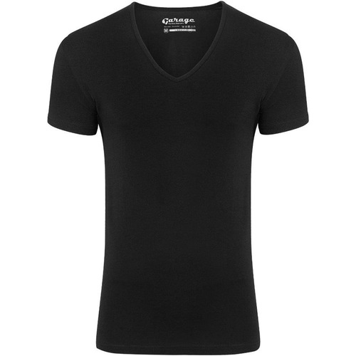 Textiel Heren T-shirts & Polo’s Garage Stretch Basic Zwart Diepe V-Hals Zwart