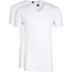 Textiel Heren T-shirts & Polo’s Suitable T-shirt Wit V-hals Vibambo Bamboe 2-Pack Wit