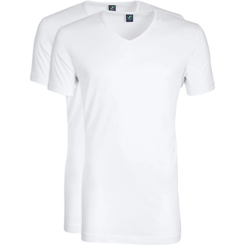 Textiel Heren T-shirts & Polo’s Suitable T-shirt Wit V-hals Vibambo Bamboe 2-Pack Wit