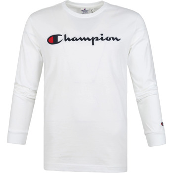 Textiel Heren T-shirts & Polo’s Champion Longsleeve T-Shirt Script Logo Wit Wit