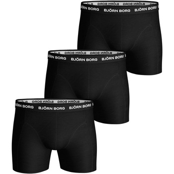 Ondergoed Heren BH's Björn Borg Boxers Solid Stretch 3 Pack Black Zwart