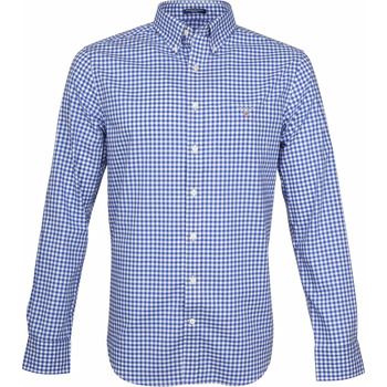 Textiel Heren Overhemden lange mouwen Gant Gingham Overhemd Blauw Ruit Blauw