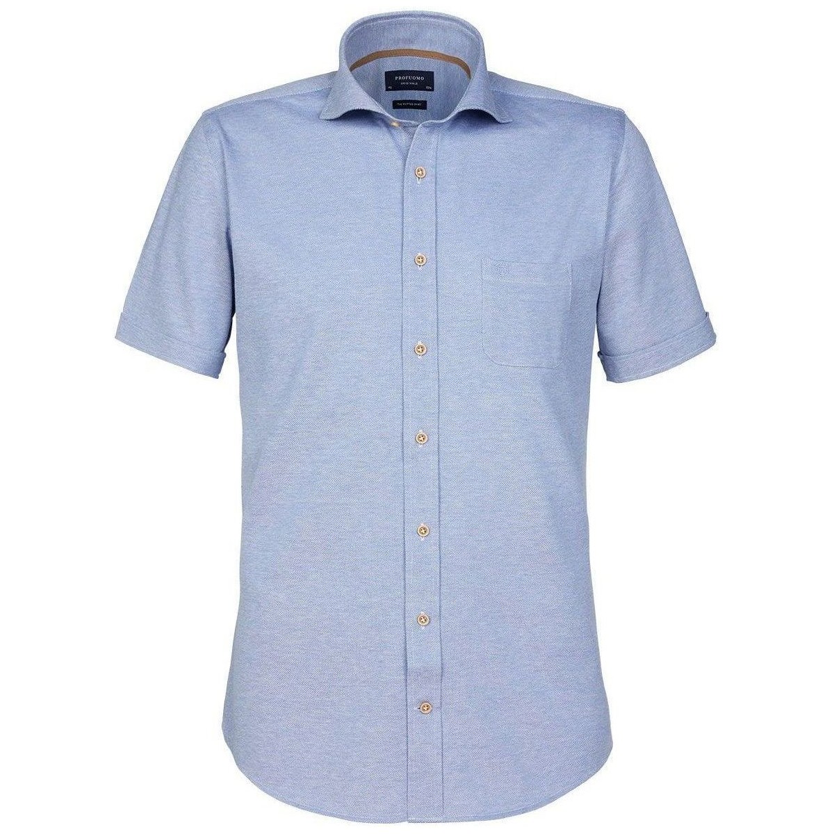 Textiel Heren Overhemden lange mouwen Profuomo Overhemd KM Knitted Blauw Blauw
