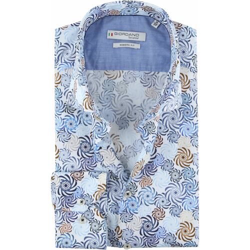 Textiel Heren Overhemden lange mouwen Giordano Overhemd Spiraal Blauw Multicolour