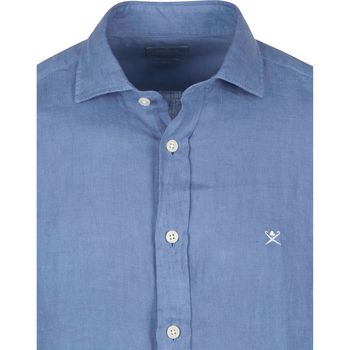 Hackett Overhemd Garment Dyed Blauw Blauw