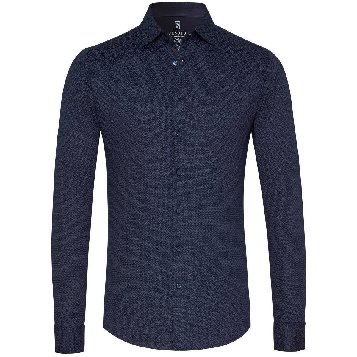 Textiel Heren Overhemden lange mouwen Desoto Overhemd Kent Grafische Print Donkerblauw Blauw