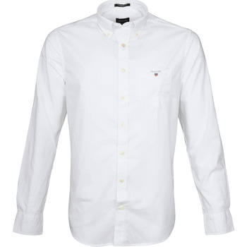 Textiel Heren Overhemden lange mouwen Gant Casual Overhemd Broadcloth Wit Wit