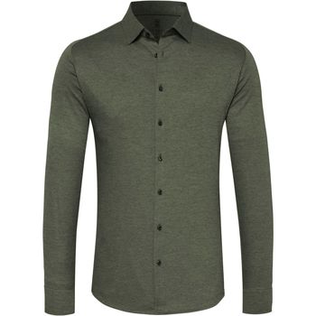 Textiel Dames Overhemden Desoto Overhemd Strijkvrij Modern Kent Donkergroen Groen