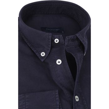 Profuomo Overhemd Garment Dyed Donkerblauw Blauw