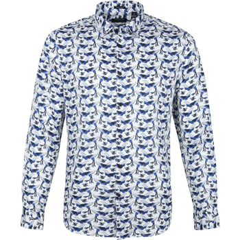 Textiel Dames Overhemden Dstrezzed Overhemd Vogels Wit Blauw