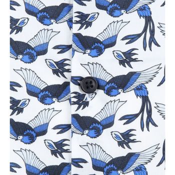 Dstrezzed Overhemd Vogels Wit Blauw