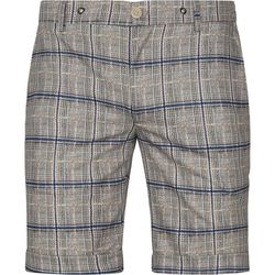 Textiel Heren Broeken / Pantalons Blue Industry Short Jim Beige Geruit Grijs
