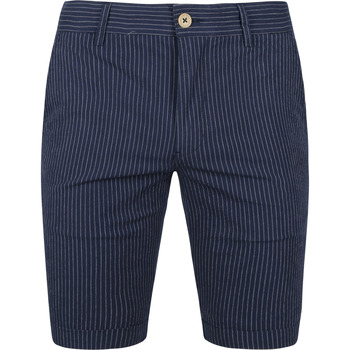 Textiel Heren Broeken / Pantalons Suitable Aswin Short Donkerblauw Gestreept Blauw