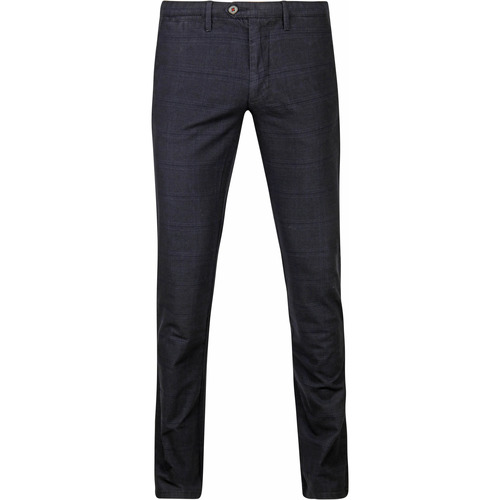 Textiel Heren Broeken / Pantalons Suitable Chino Sartre Ruit Donkerblauw Blauw