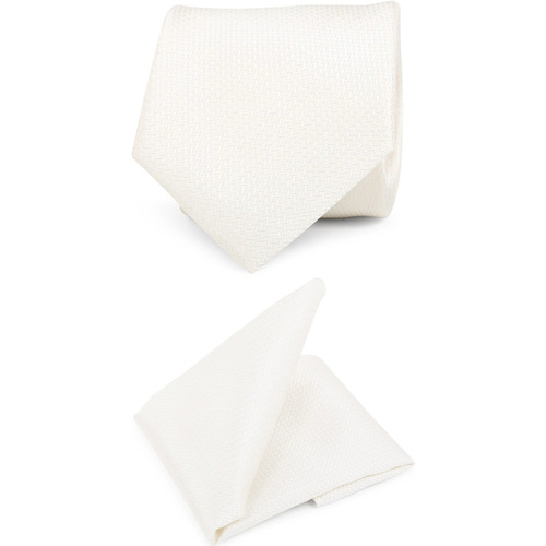 Textiel Heren Kostuums Suitable Pochet Stropdas Set V-Design Off-White Beige