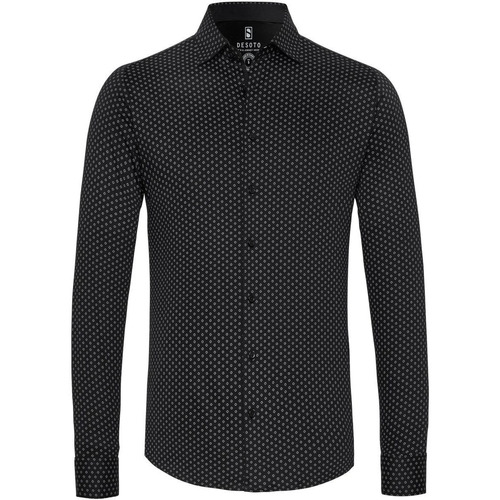 Textiel Heren Overhemden lange mouwen Desoto Overhemd Kent Grafische Print Zwart Zwart