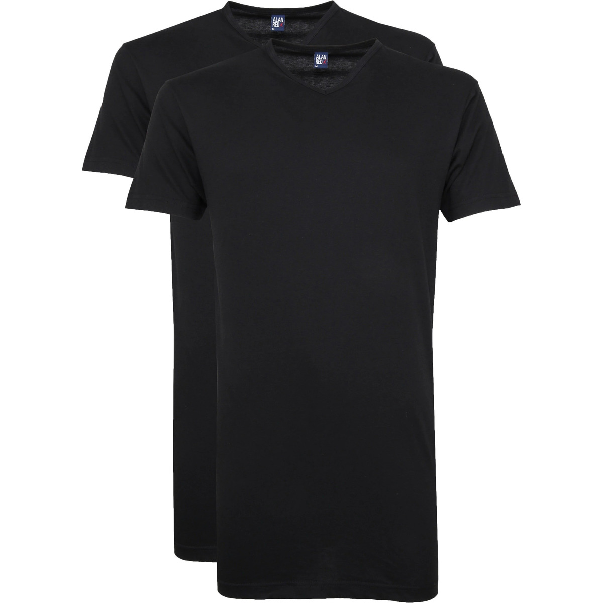 Textiel Heren T-shirts & Polo’s Alan Red Vermont Extra Lang V-Hals T-Shirt Zwart 2Pack Zwart