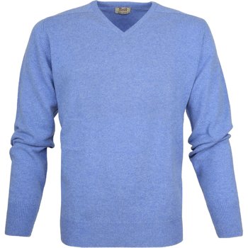 Textiel Heren Sweaters / Sweatshirts William Lockie Pullover Lamswol V Surf Mid Blue Blauw