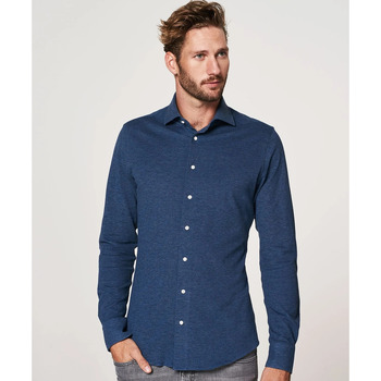 Textiel Heren Overhemden lange mouwen Profuomo Overhemd Knitted Indigoblauw Blauw