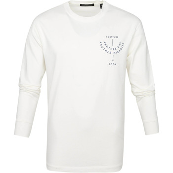 Textiel Heren T-shirts & Polo’s Scotch & Soda Longsleeve T-shirt Wit Beige