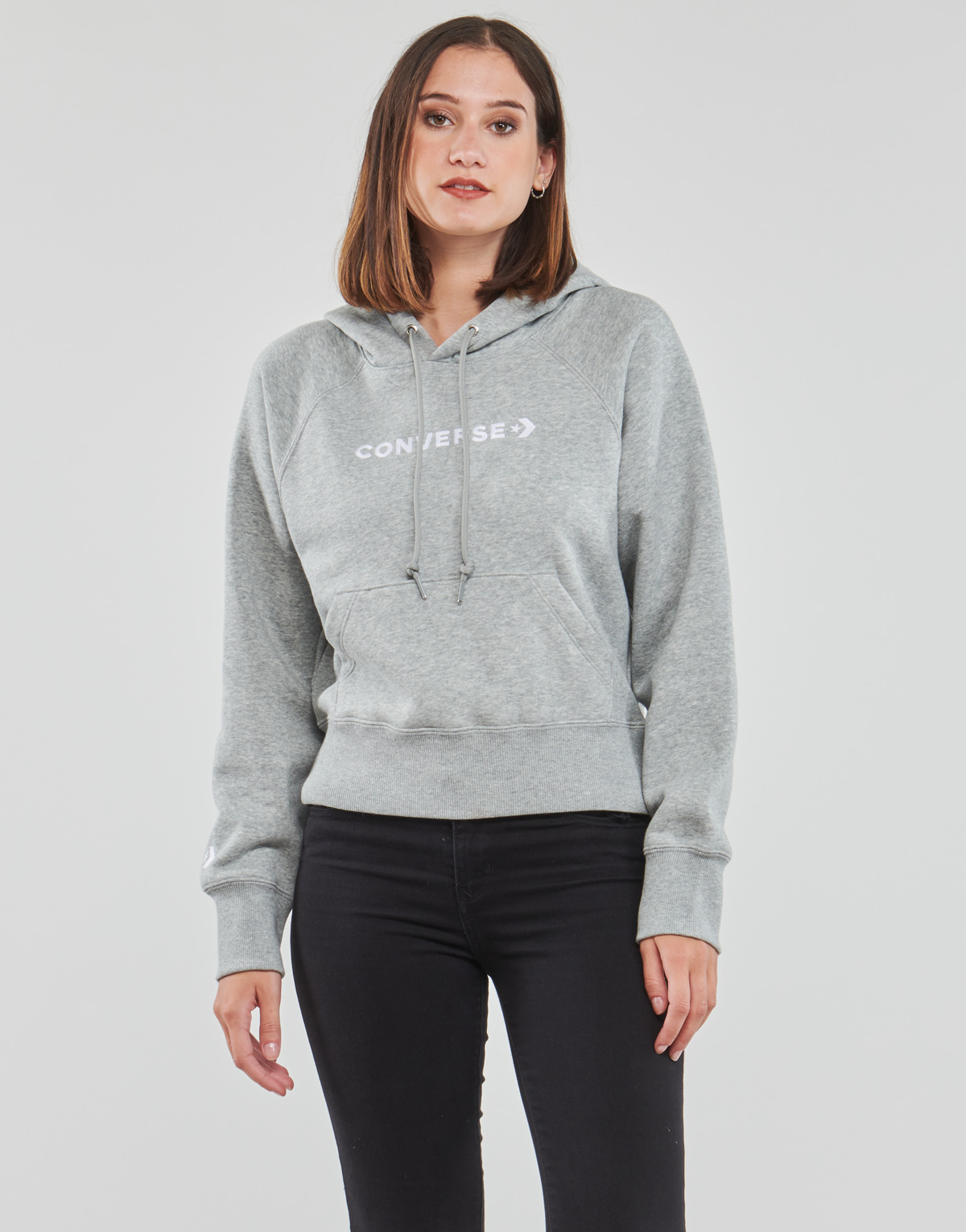 Textiel Dames Sweaters / Sweatshirts Converse WORDMARK HOODIE VINTAGE Grijs